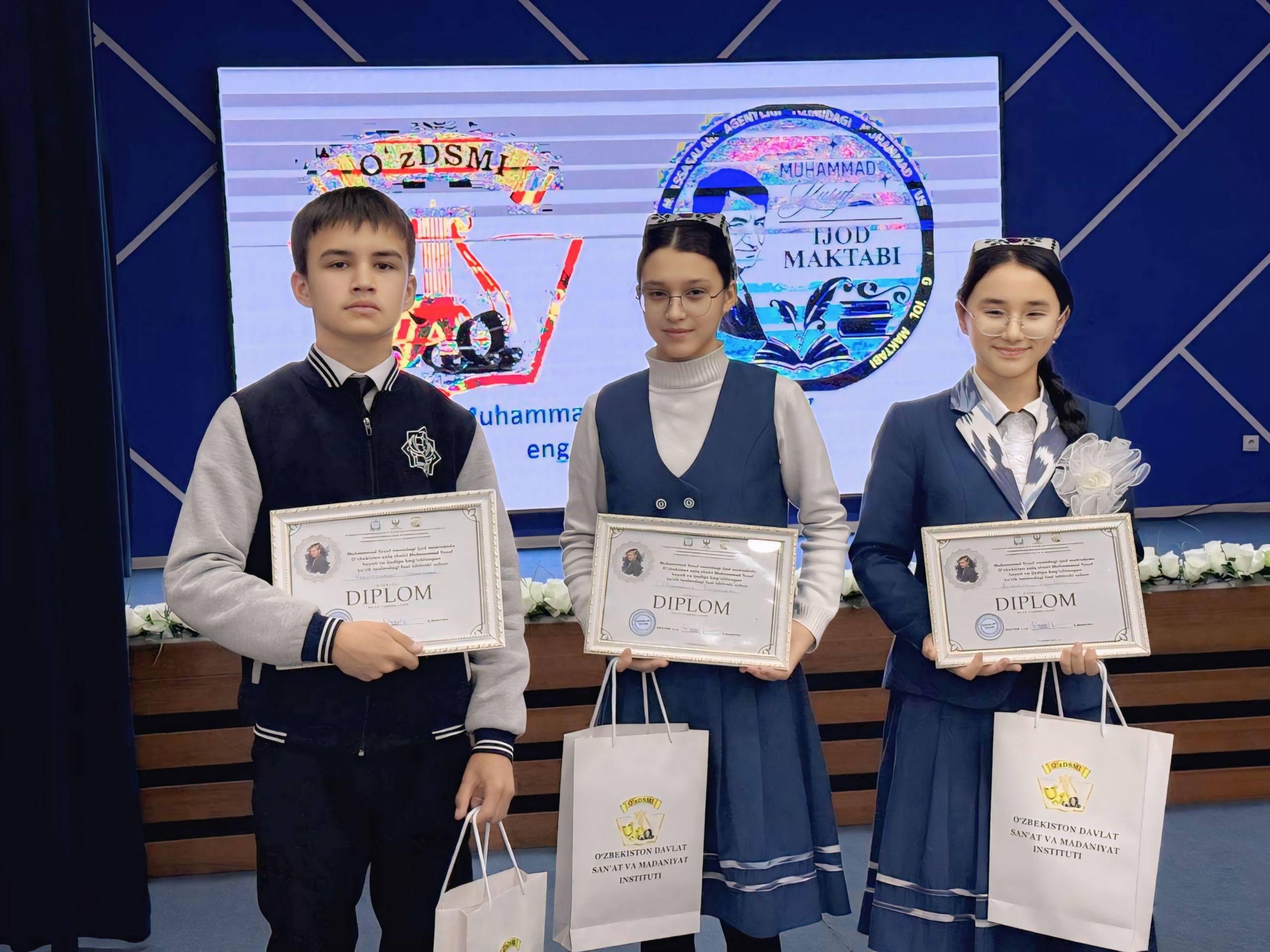 O‘zbekiston Respublikasi Prezidentining 2024-yil 1-apreldagi PQ-147-son qarori ijrosi yuzasidan Muhammad Yusuf nomidagi ijod maktabida O‘zbekiston davlat san’at va madaniyat instituti hamkorligida “Muhammad Yusuf asarlarining eng yaxshi ijrochisi” mavzusida ijodiy tanlov tashkil etildi.