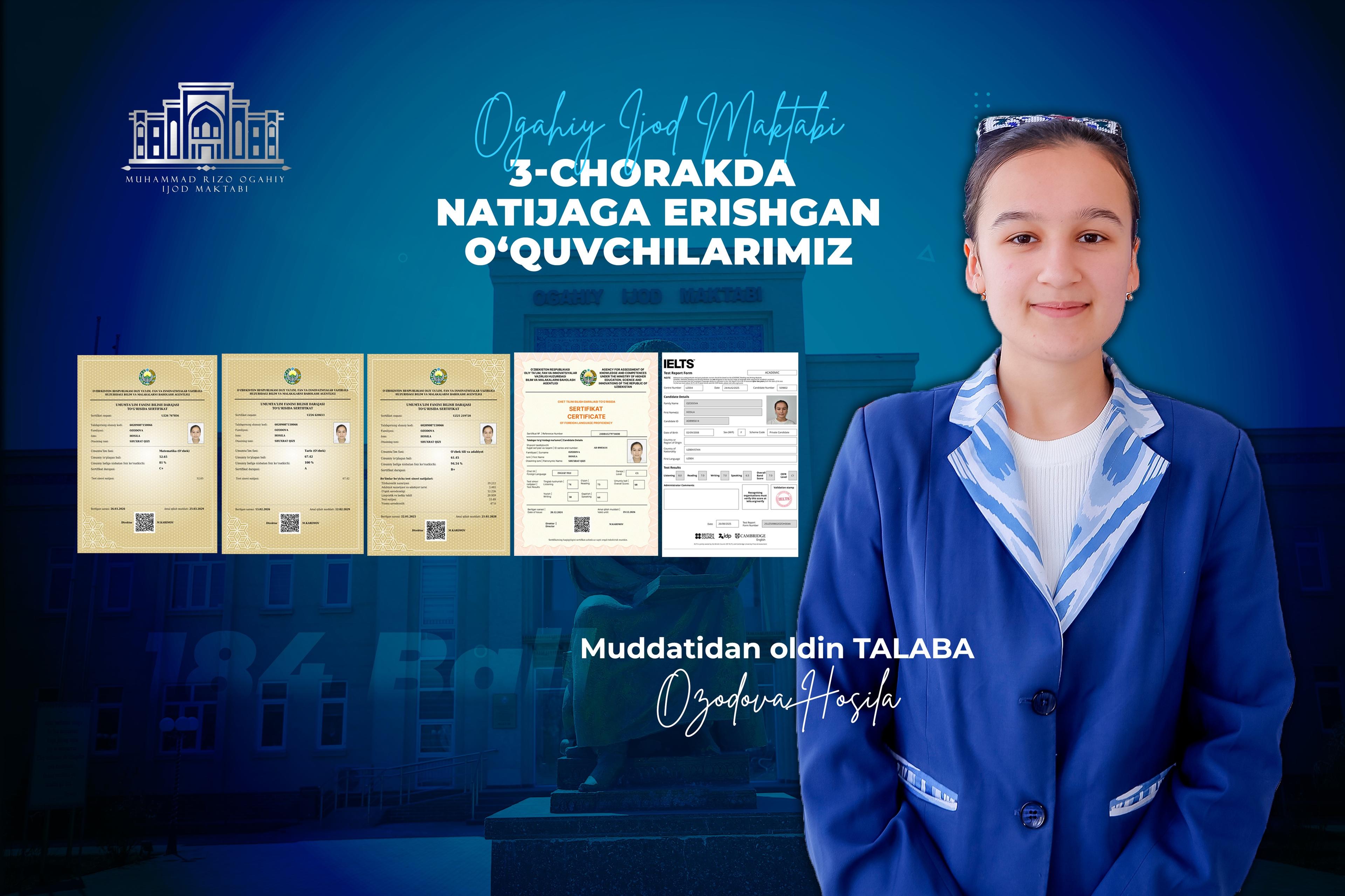 189 ball va Muddatidan oldin talaba